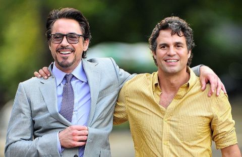 Robert Downey Jr. poses a picture with Mark Ruffalo.